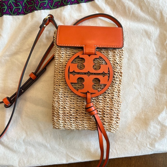 Tory Burch Handbags - AUTHENTIC TORY BURCH Orange Miller Straw Crossbody